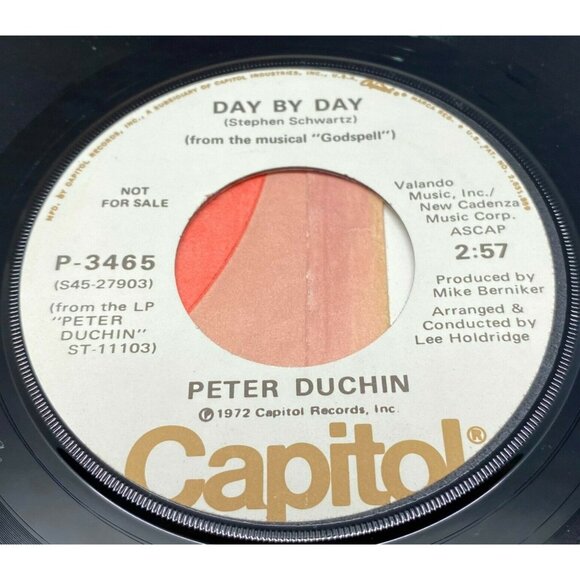 Peter Duchin Brandy / Day By Day (Godspell) 45 Vinyl 70s Jazz Rock Capitol Promo - Picture 2 of 6